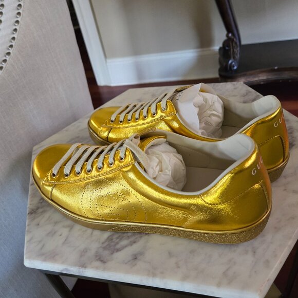 GUCCI NAPPA SILK GG LEATHER SNEAKER - SIZE 8 - Picture 7 of 12